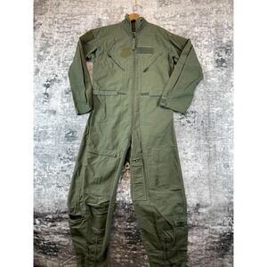 CWU-27/P USAF Flyers Coveralls 38R Fire-Resistant Meta-Aramid Green Flight Suit
